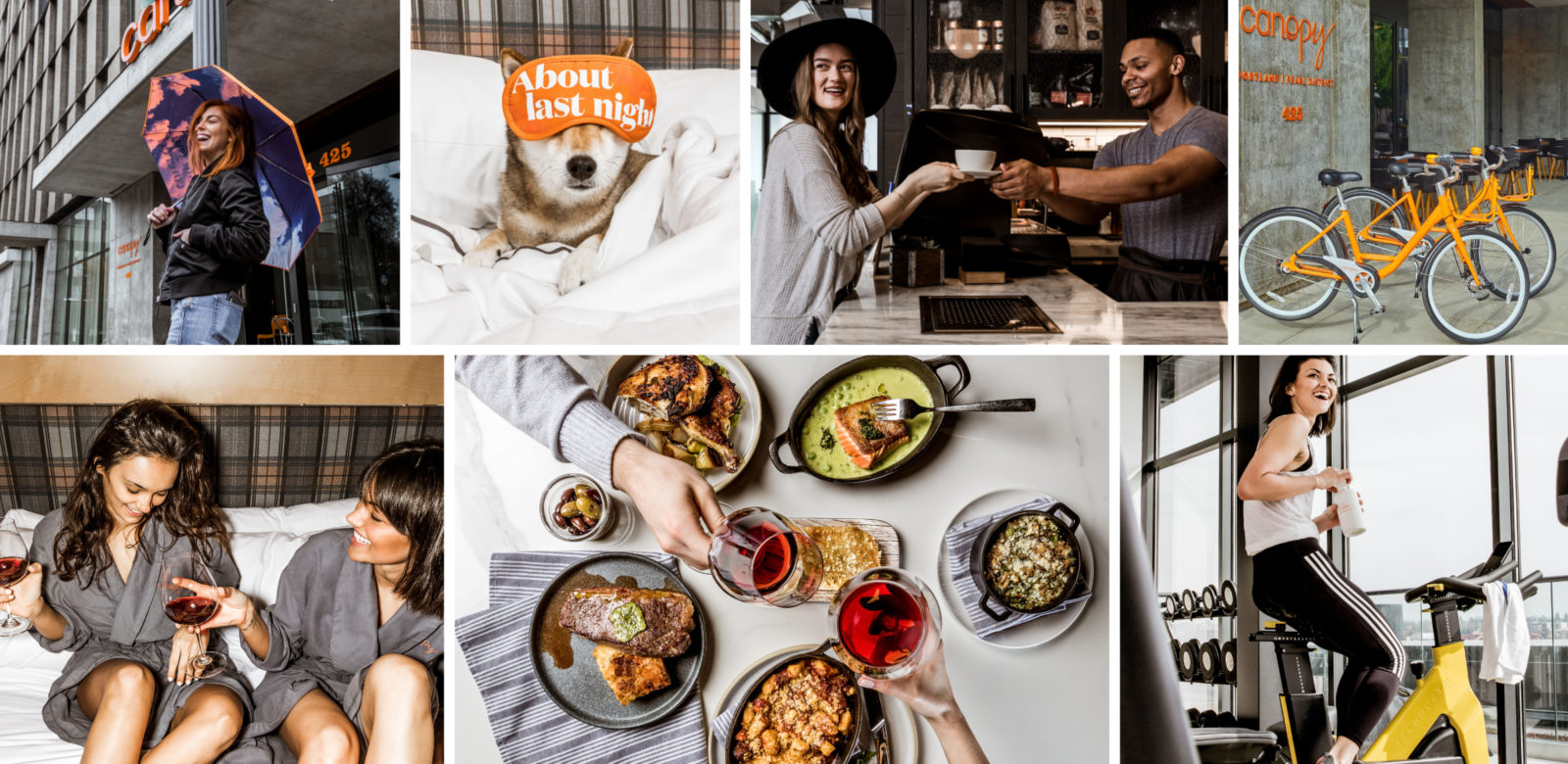 Photo Collage of Canopy Portland | Pearl District including food + drink, fitness, dogs