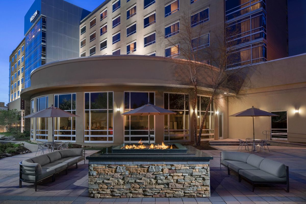 Firepit with outdoor couches at Westin BWI