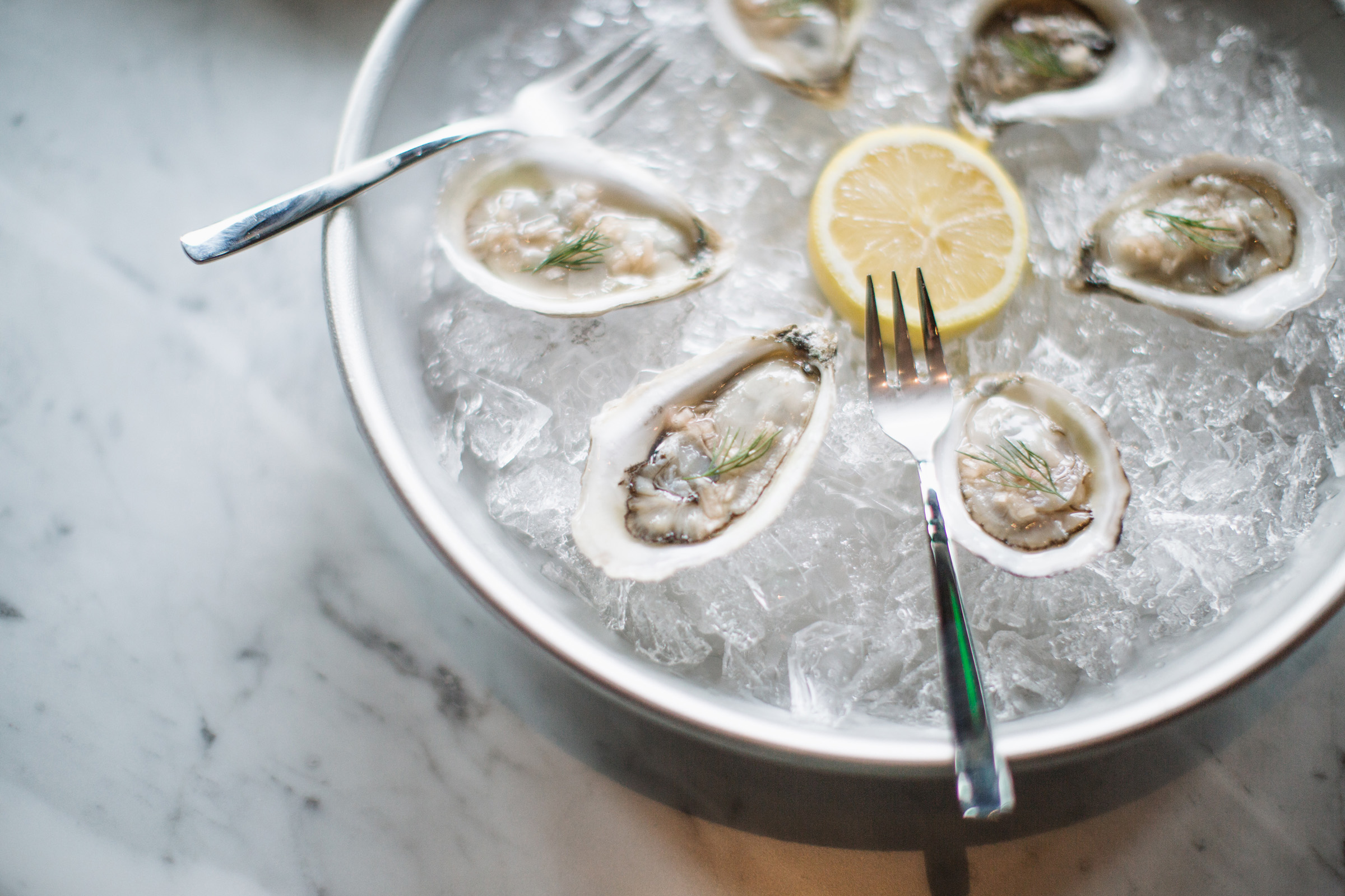 Oysters over ice at Le Cavalier