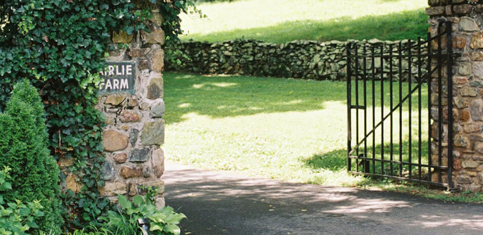 Airlie Farm entrance gate to property